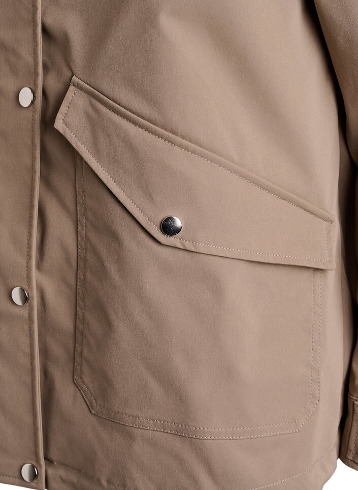 Kurze Fr&uuml;hlingsjacke mit abnehmbarer Kapuze, Beige, Packshot image number 3
