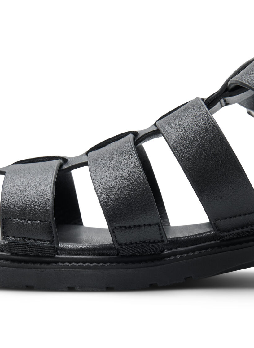 Wide Fit Sandalen aus Leder, Schwarz, Model image number 0