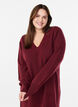 Lang&auml;rmeliges Strickkleid mit V-Ausschnitt, Rot, Model image number 2