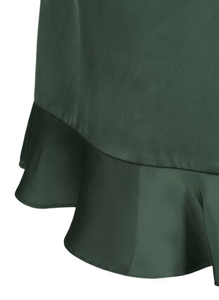 Langärmliges Wickelkleid aus Satin, Duck Green, Packshot image number 4