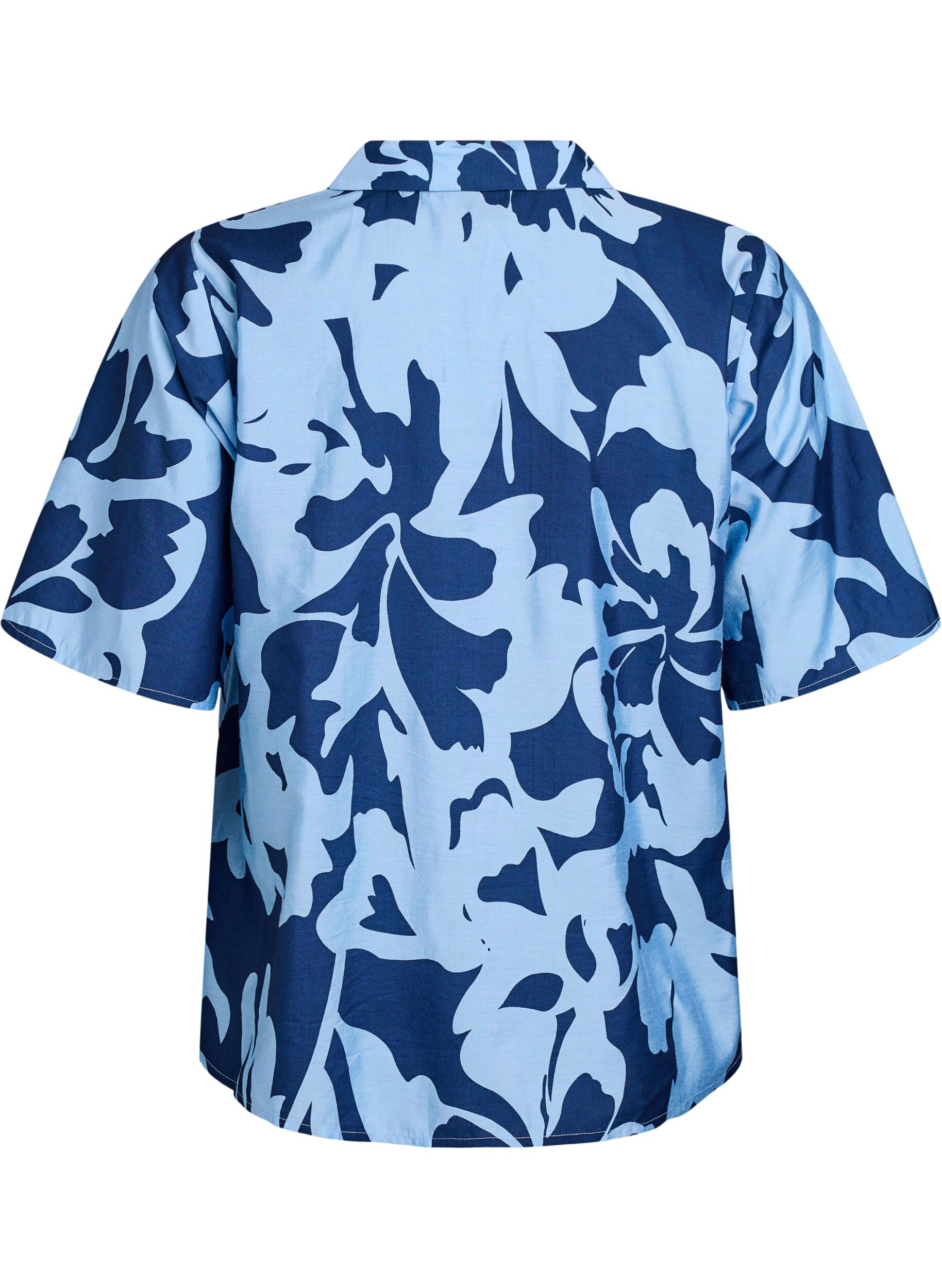Zizzi Gebl&uuml;mte Bluse mit V-Ausschnitt, Blau, Packshot image number 1