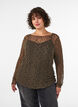 Bluse aus Mesh mit Muster und Glitzerfaden, Braun, Model image number 0