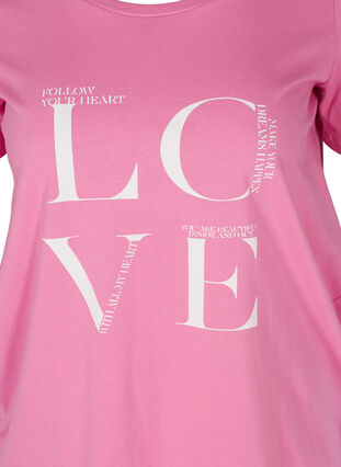 Kurzärmeliges Baumwoll-T-Shirt mit Aufdruck, Cyclamen LOVE, Packshot image number 2
