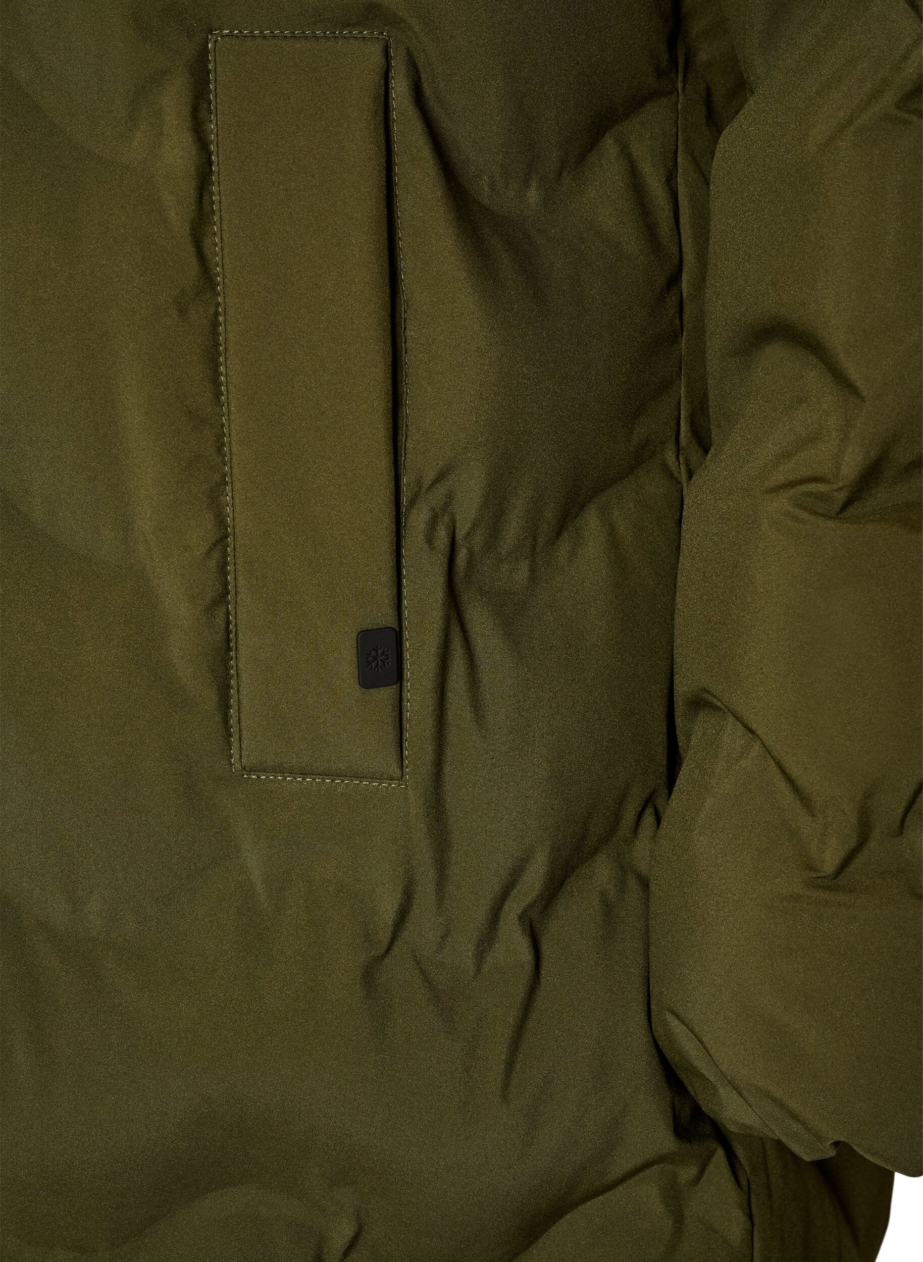 ZizziLange Kapuzen-Steppjacke mit Wellenmuster, Gr&uuml;n, Packshot image number 3