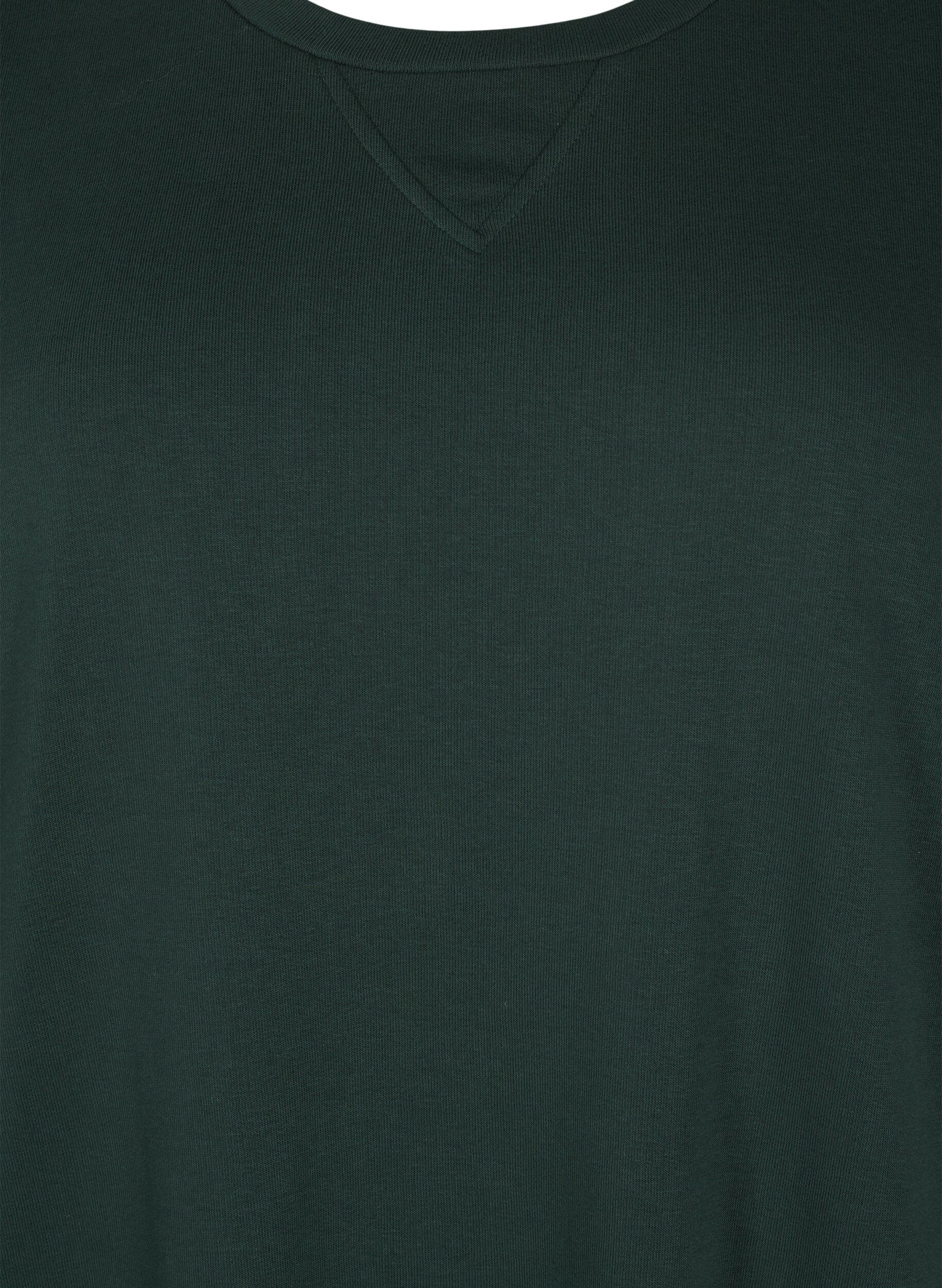 Zizzi Sweatkleid aus Baumwolle mit Taschen, Gr&uuml;n, Packshot image number 2