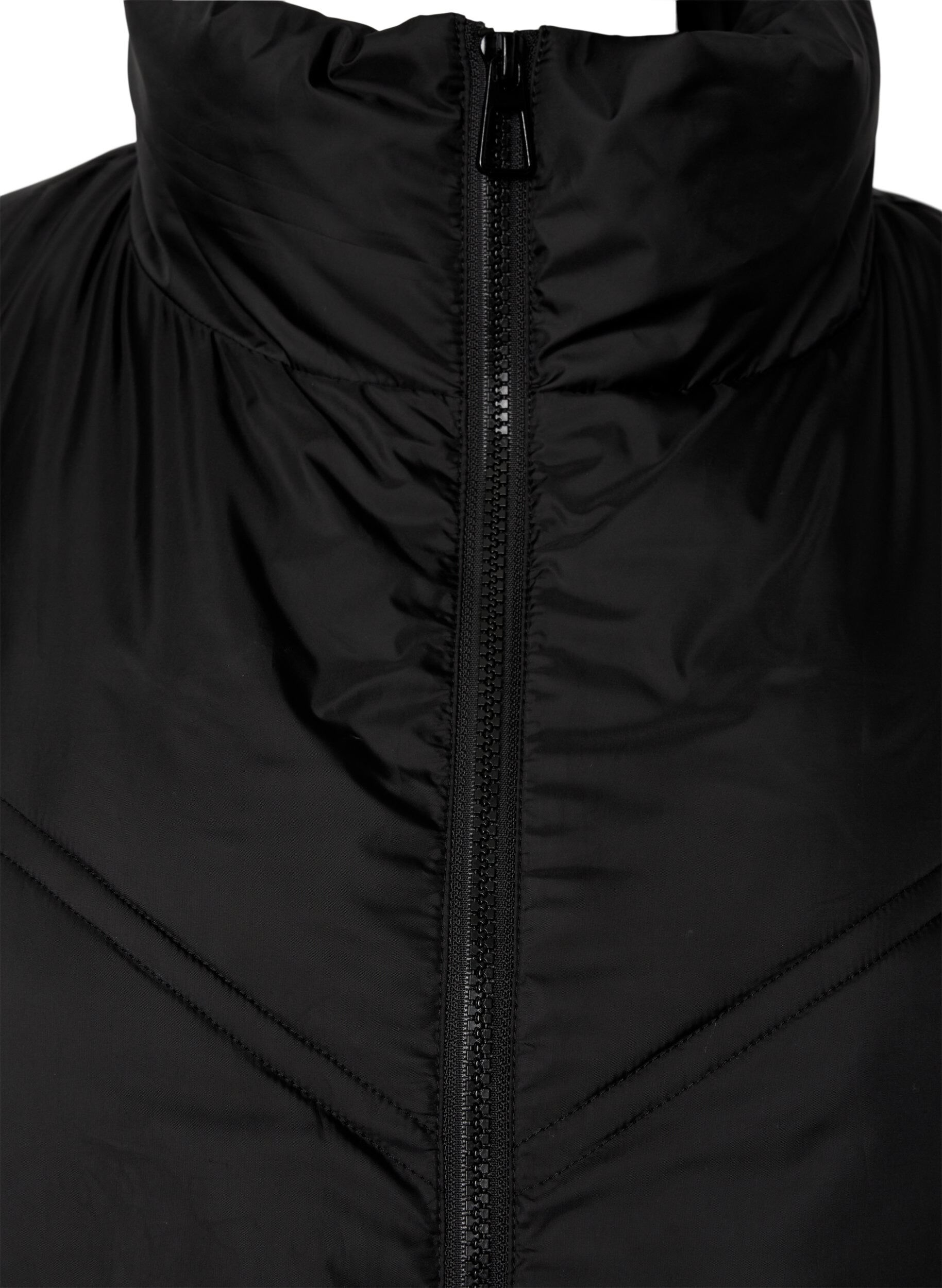 Zizzi Lange Pufferwinterjacke, Black, Packshot image number 2