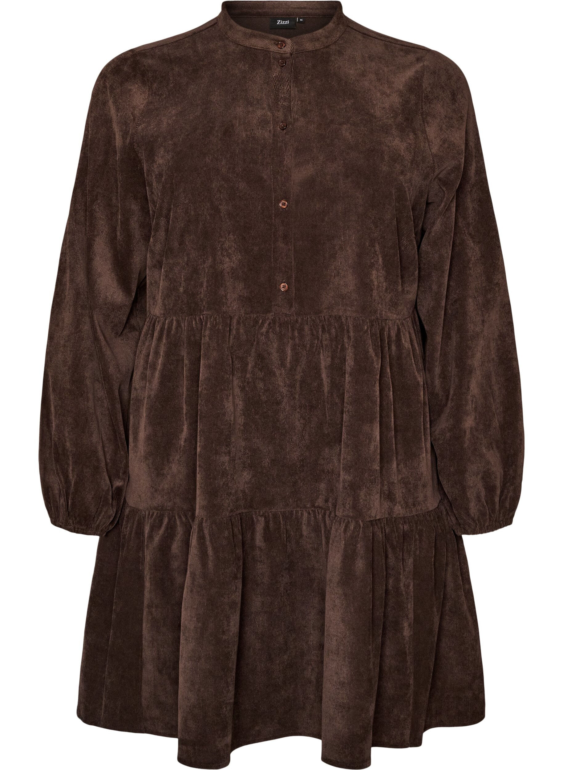 ZizziCordkleid in A-Linie mit Stehkragen, Braun, Packshot image number 0
