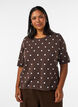 Kurz&auml;rmelige Strickbluse mit Polka Dots, Braun, Model image number 0