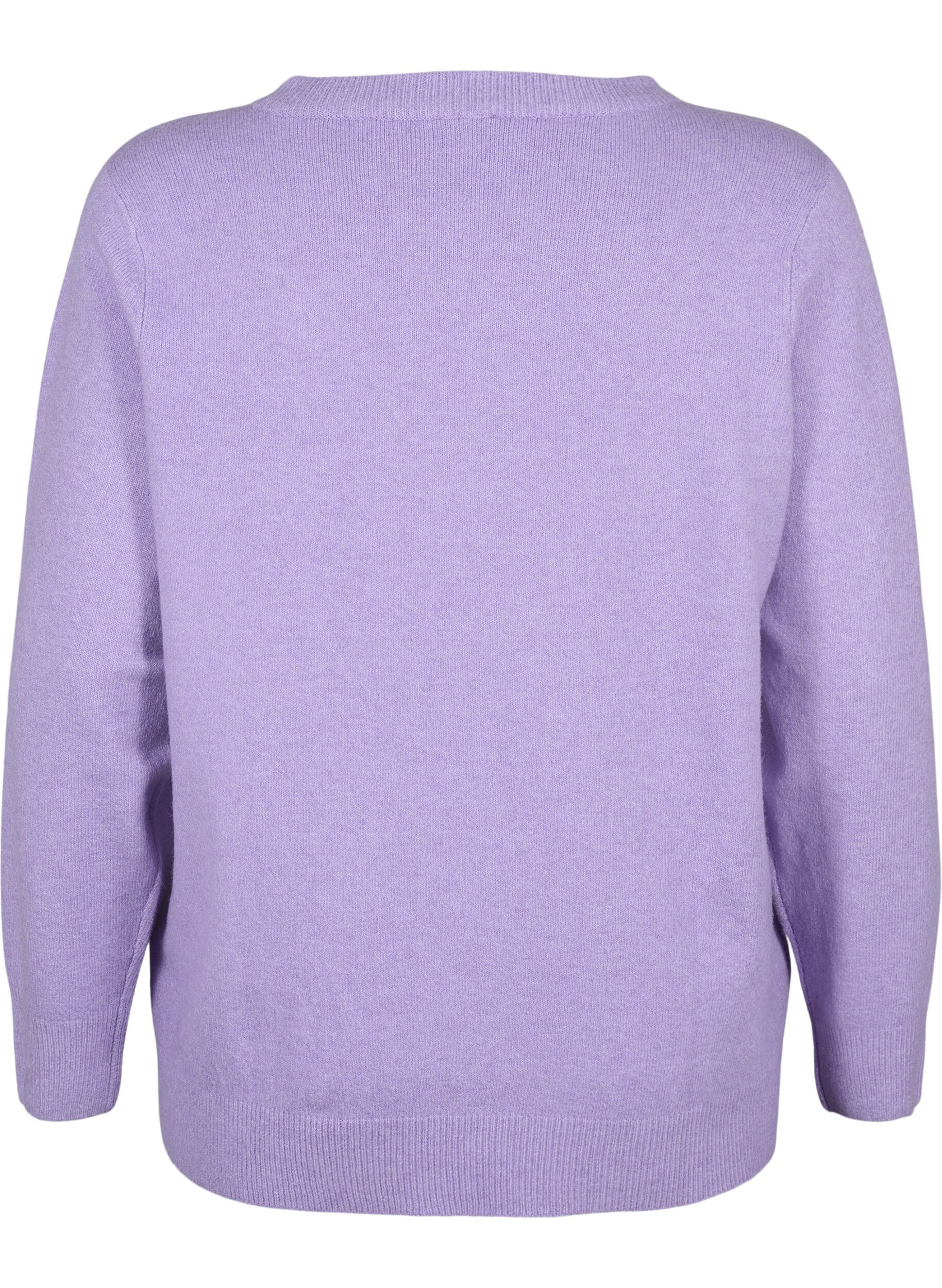 Zizzi Langarmpullover mit Rundhalsausschnitt	, Bougainvillea Mel., Packshot image number 1