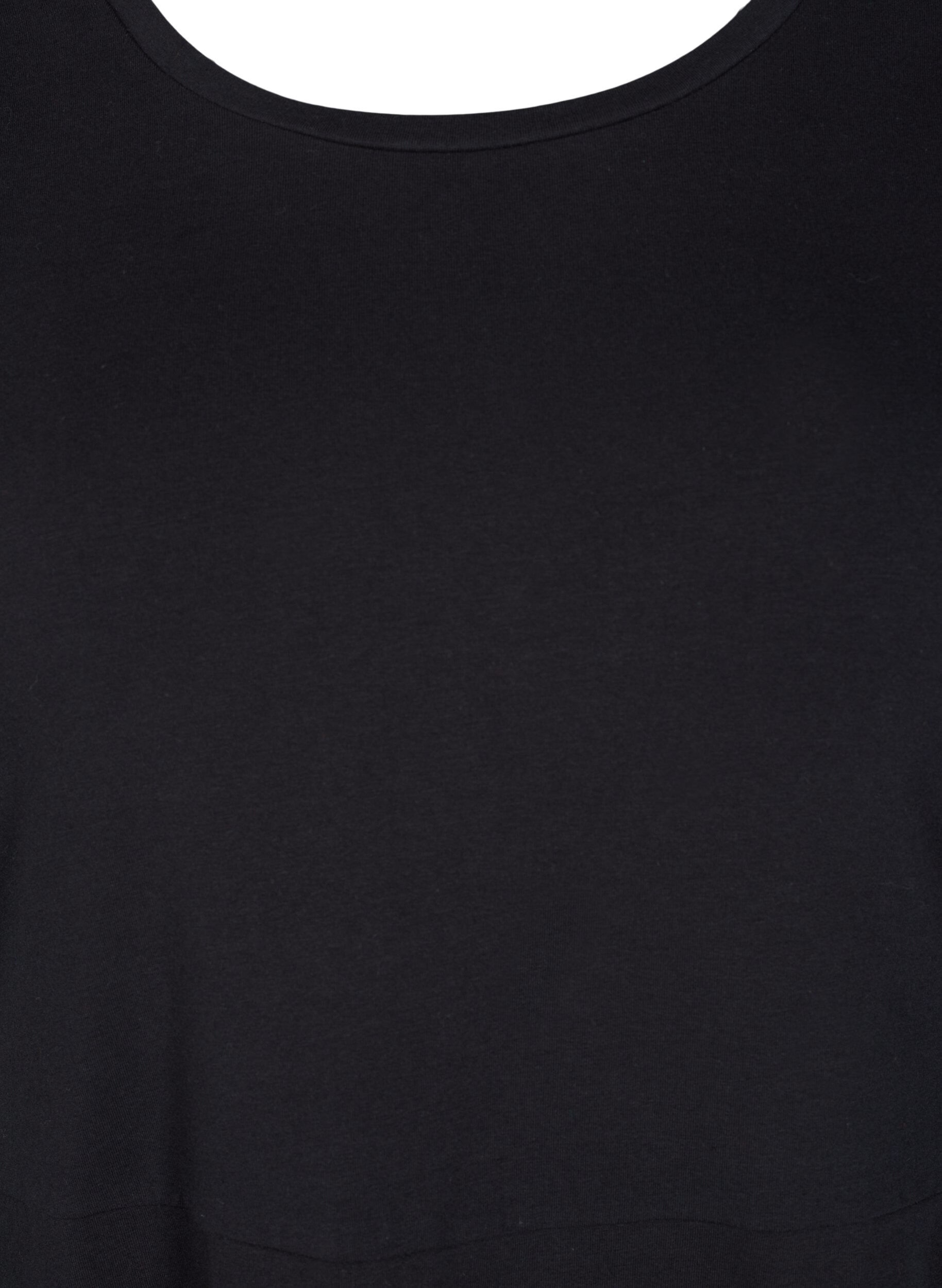 Zizzi Einfarbiges Kleid aus Baumwolle mit kurzen &Auml;rmeln, Black, Packshot image number 2