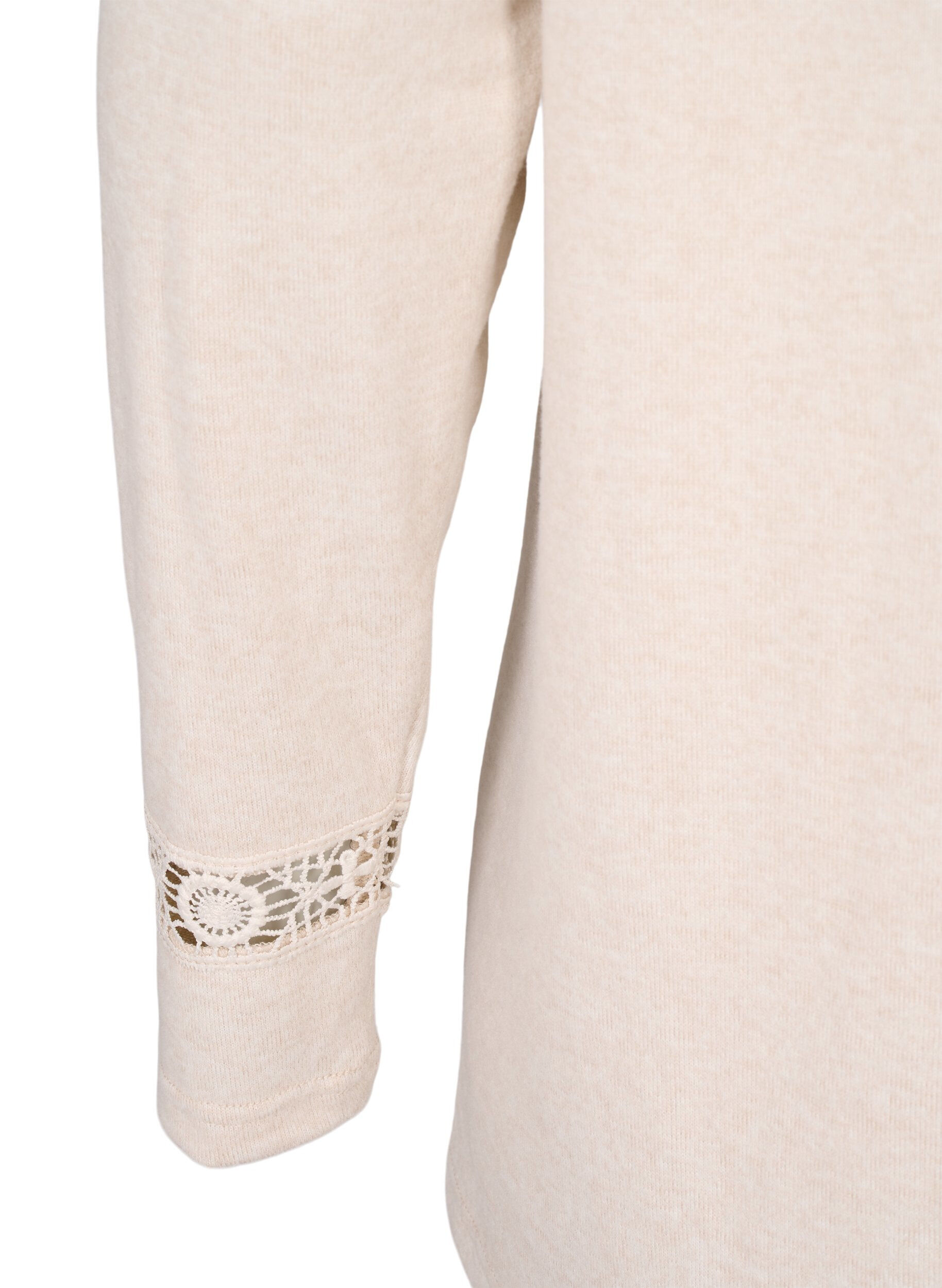Zizzi Bluse mit Stickereidetails und langen &Auml;rmeln, Beige, Packshot image number 3