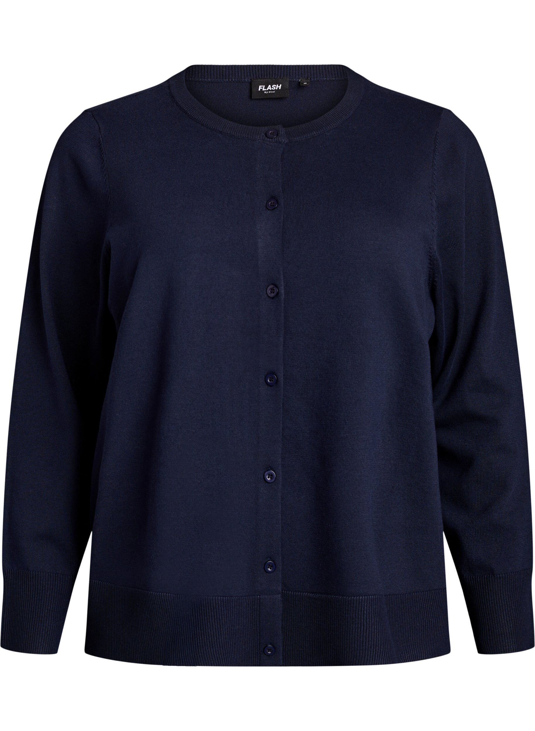 FLASH - Feinstrick-Strickjacke mit Rundhalsausschnitt
