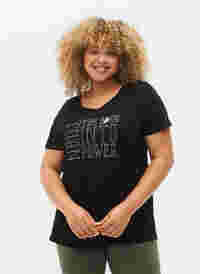 Trainings-T-Shirt mit Print, Black w. turn, Model