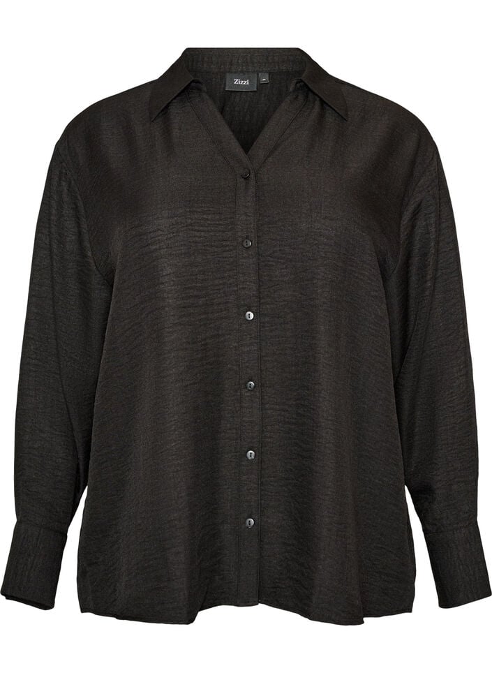 Lockere Bluse mit V-Ausschnitt, Schwarz, Packshot image number 0