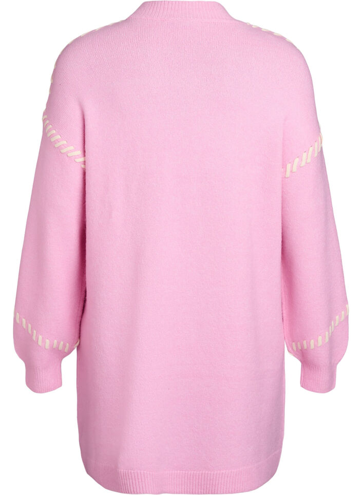 Strickkleid mit Kontrastnähten, Pink, Packshot image number 1