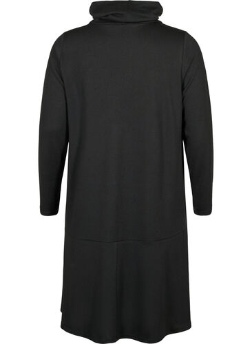 Hochgeschlossenes Jerseykleid mit Taschen, Black, Packshot image number 1