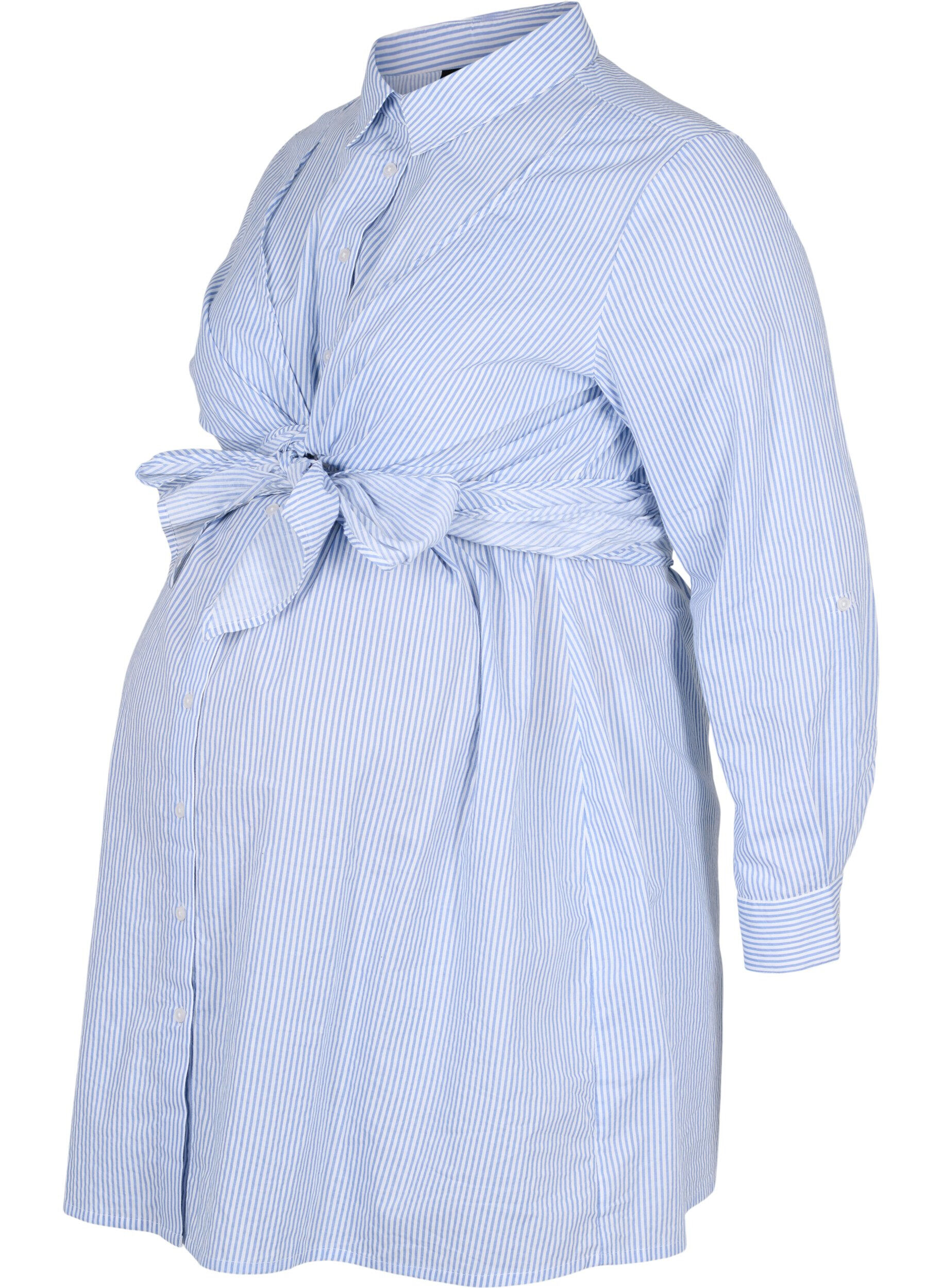 Zizzi Schwangerschafts-Hemdkleid aus Baumwolle, Blue Stripe, Packshot image number 0