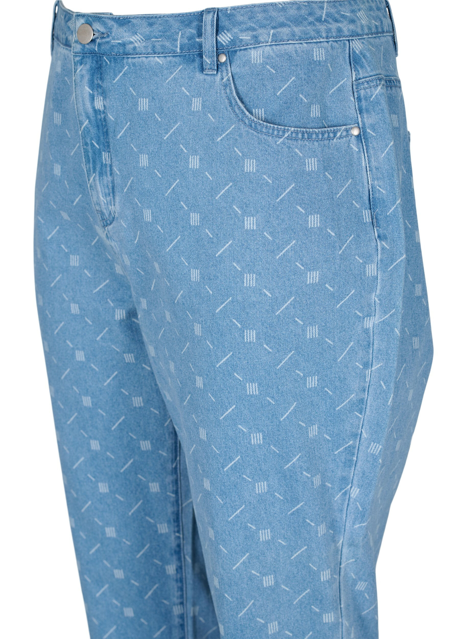 Zizzi Mille Mom Fit Jeans mit Print, Light blue denim, Packshot image number 2