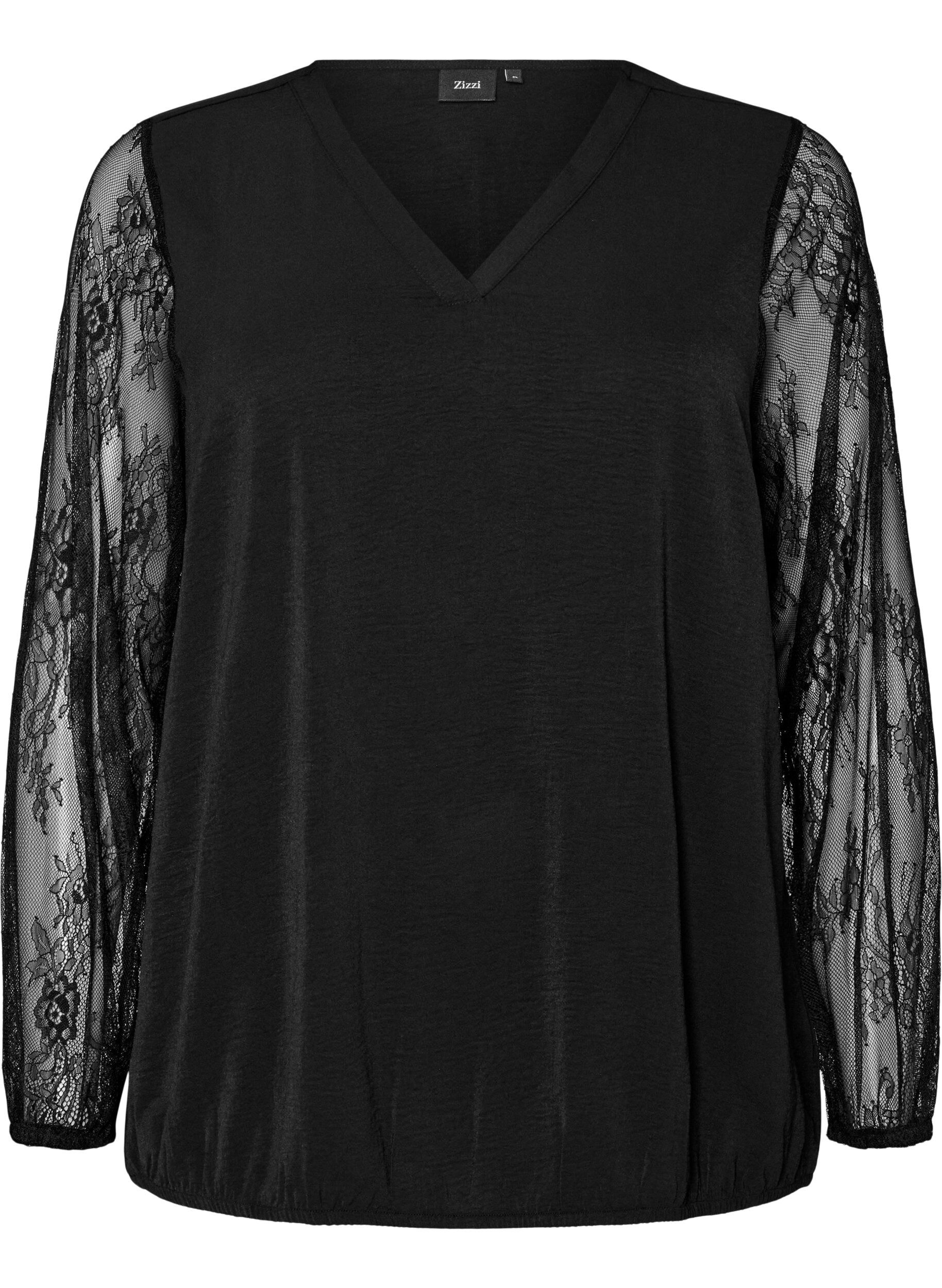 Bluse mit &Auml;rmeln aus Spitze und Ballonform