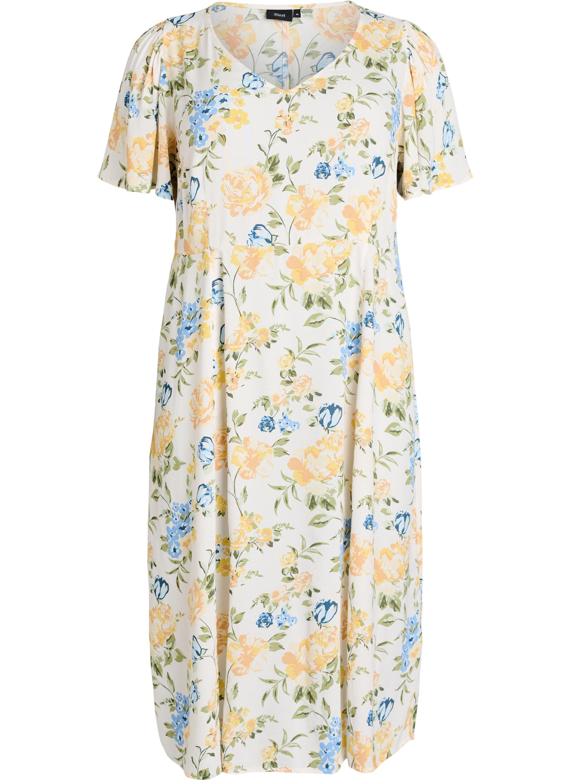Zizzi Viskose-Midikleid mit Blumenprint, Blau, Packshot image number 0