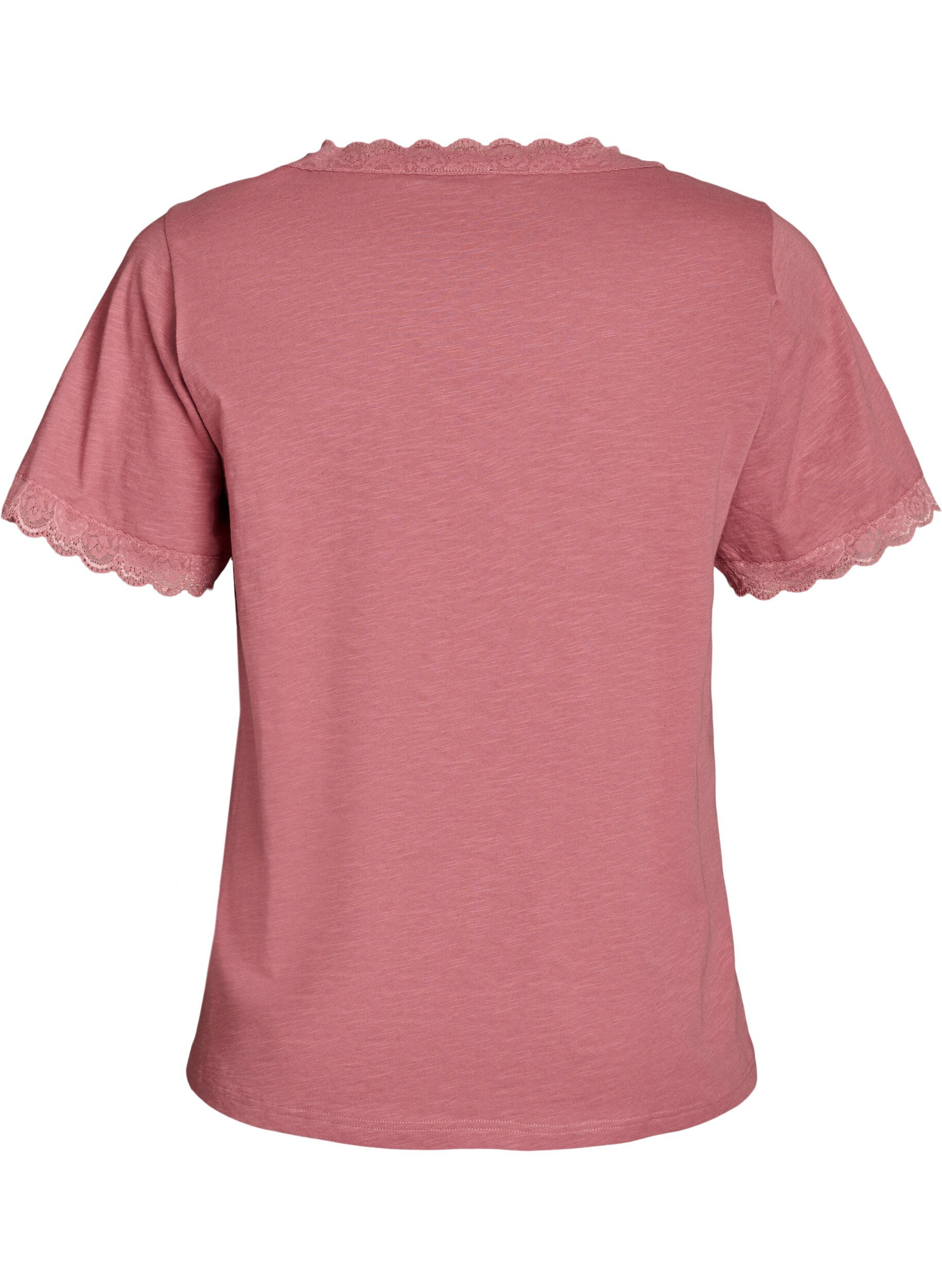Zizzi T-Shirt mit Spitzenkante, Rot, Packshot image number 1