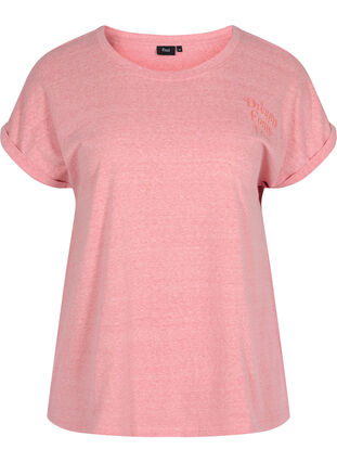 Meliertes T-Shirt aus Baumwolle, Blush Mel, Packshot image number 0