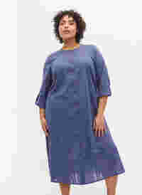 Hemdkleid aus Baumwolle mit 3/4-Ärmeln, Nightshadow Blue, Model