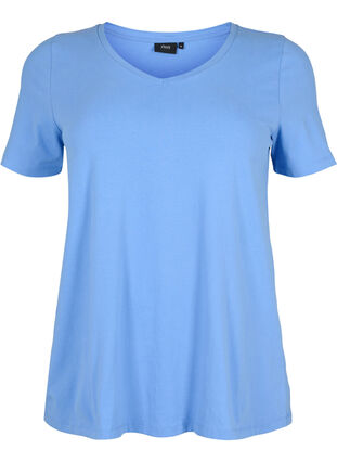 Einfarbiges basic T-Shirt aus Baumwolle, Blue Bonnet, Packshot image number 0