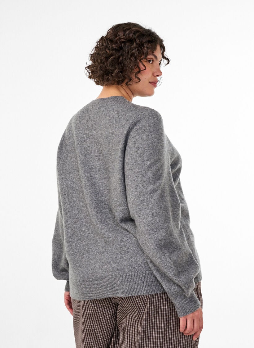 Strickjacke aus weichem Strick mit goldfarbenen Kn&ouml;pfen, Grau, Model image number 2