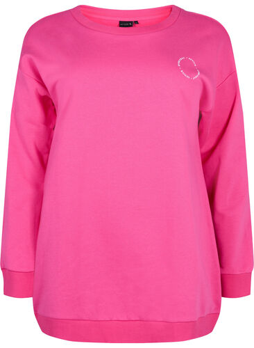 Sweatshirt aus Baumwolle mit Print, Fuchsia Purple, Packshot image number 0