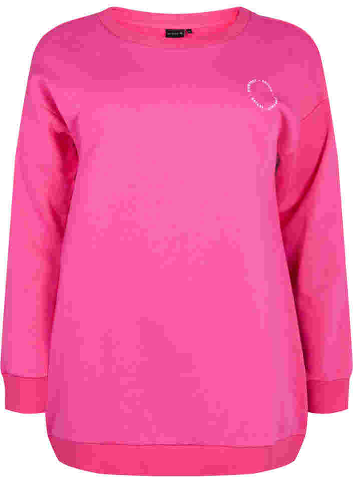 Sweatshirt aus Baumwolle mit Print, Fuchsia Purple, Packshot image number 0