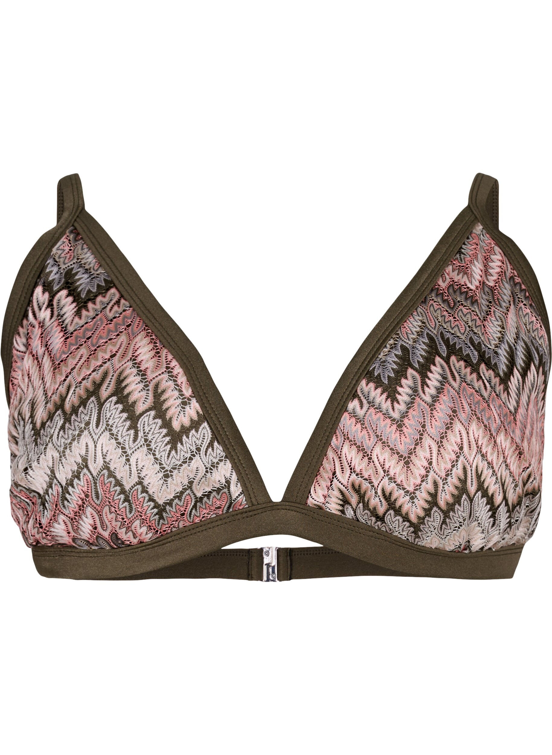 Zizzi Gemustertes triangle bikini top, Beech AOP, Packshot image number 0