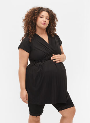 Kurzärmelige Schwangerschaftsbluse, Black, Model image number 0
