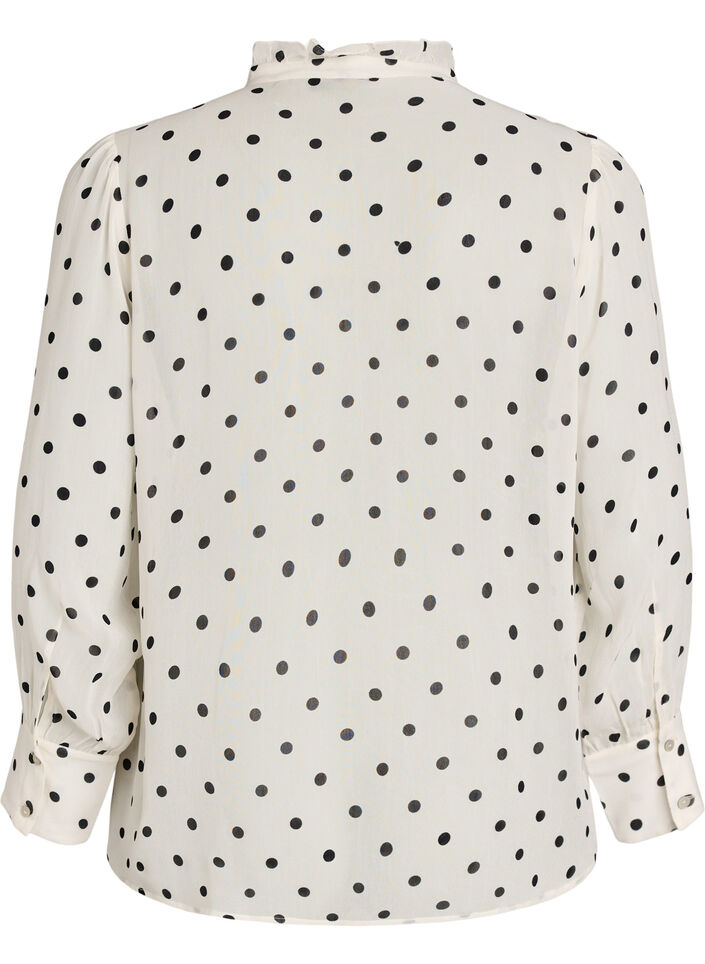 Bluse aus Viskose mit R&uuml;schenkragen, Wei&szlig;, Packshot image number 1