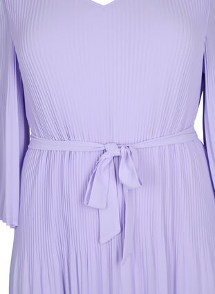 Plissiertes Kleid mit 3/4-Ärmeln, Lavender, Packshot image number 2