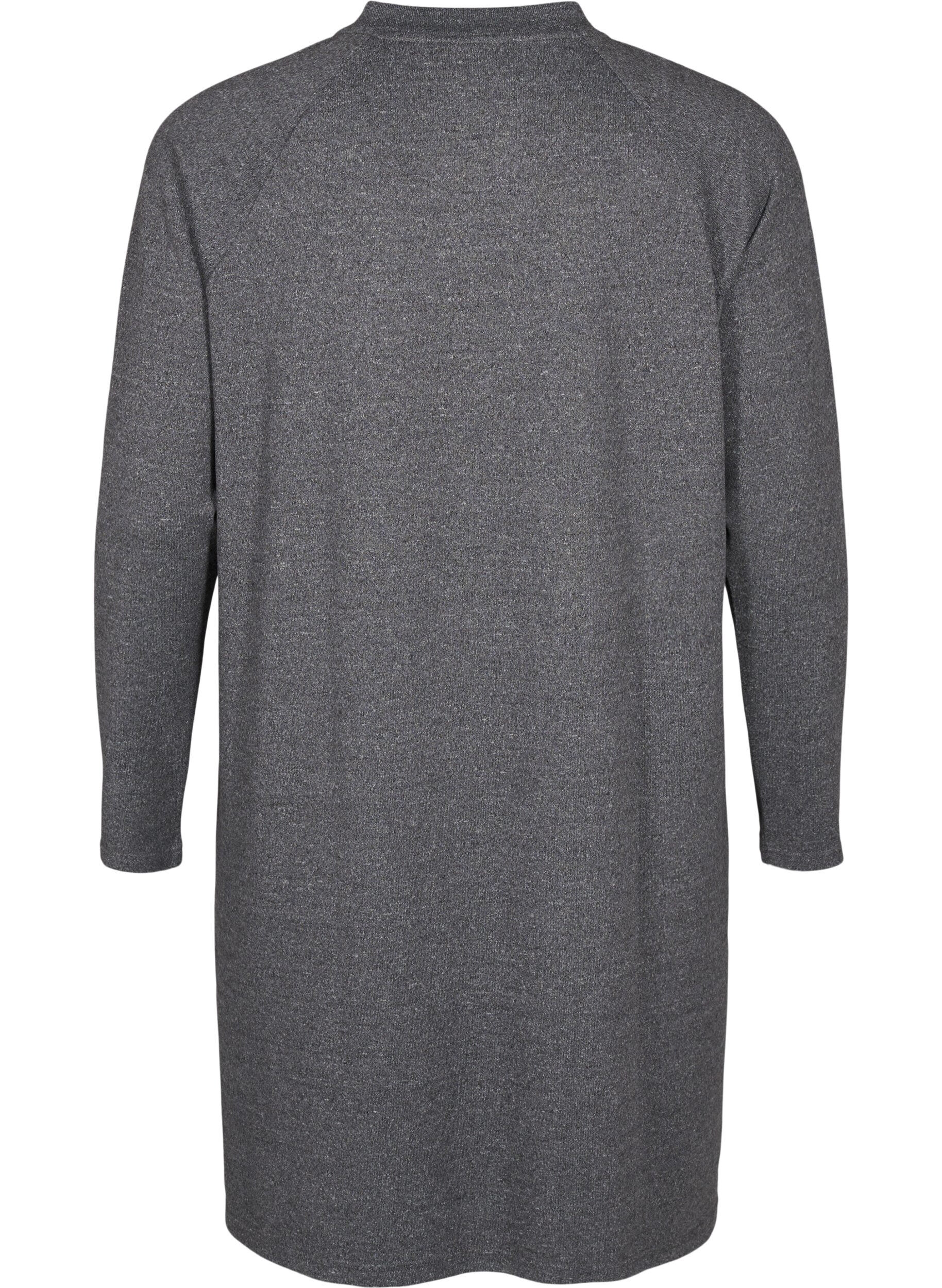 Zizzi Jerseykleid mit Kn&ouml;pfen, Dark Grey Melange, Packshot image number 1