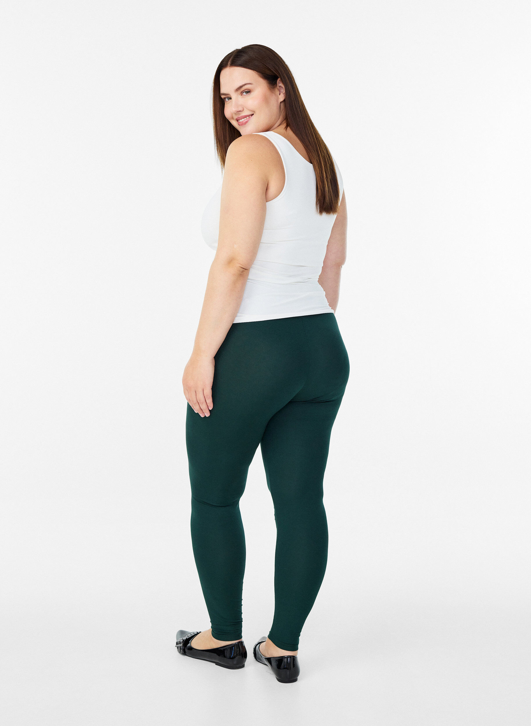 Zizzi Basic Leggings aus Viskose, Gr&uuml;n, Model image number 2