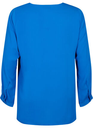 Unifarbenes Hemd mit V-Ausschnitt, Princess Blue, Packshot image number 1