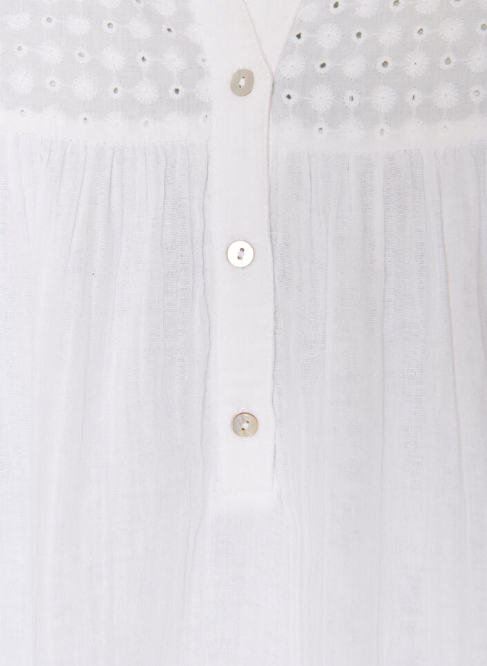 Tunika aus Baumwollmusselin mit Broderie Anglaise, Wei&szlig;, Packshot image number 2