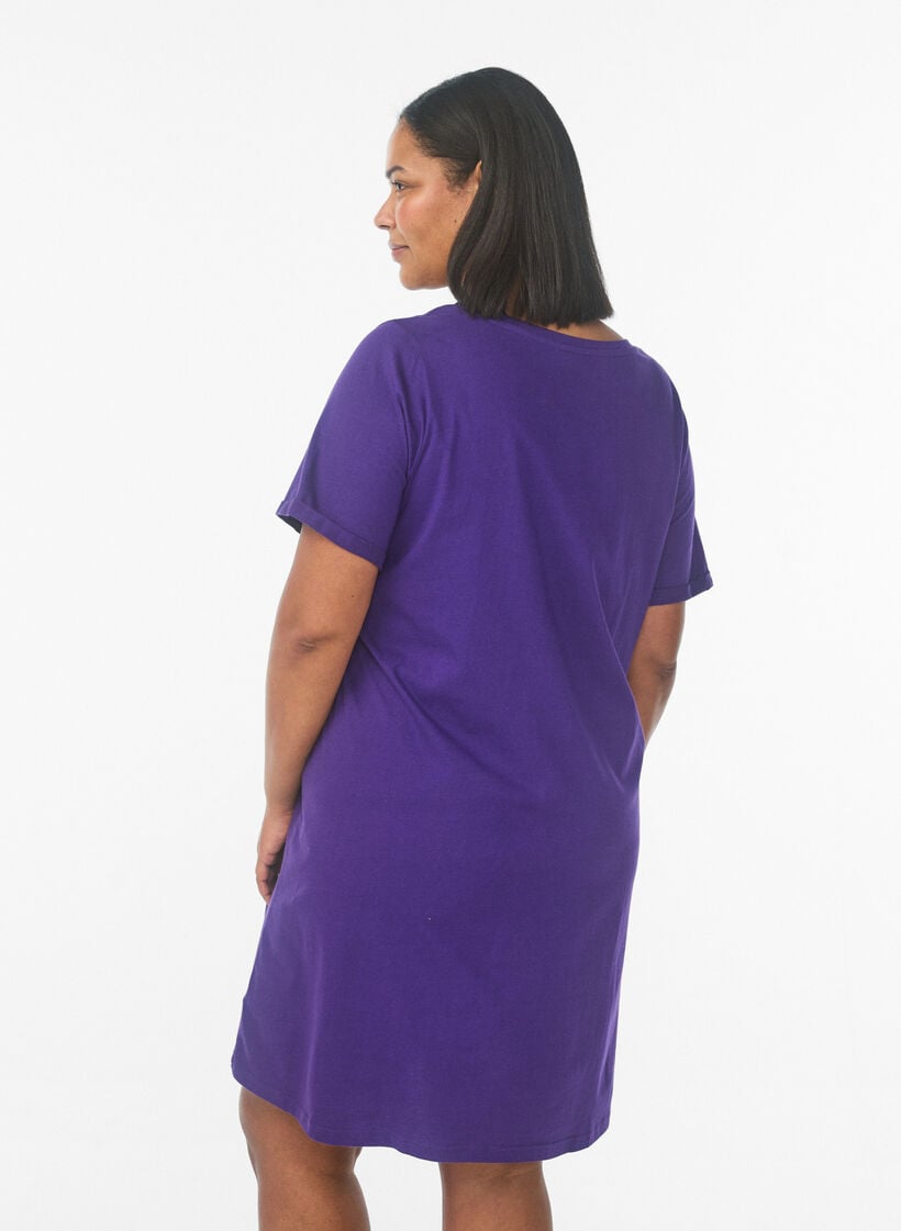 Kurz&auml;rmeliges Nachthemd aus Bio-Baumwolle, Blau, Model image number 2