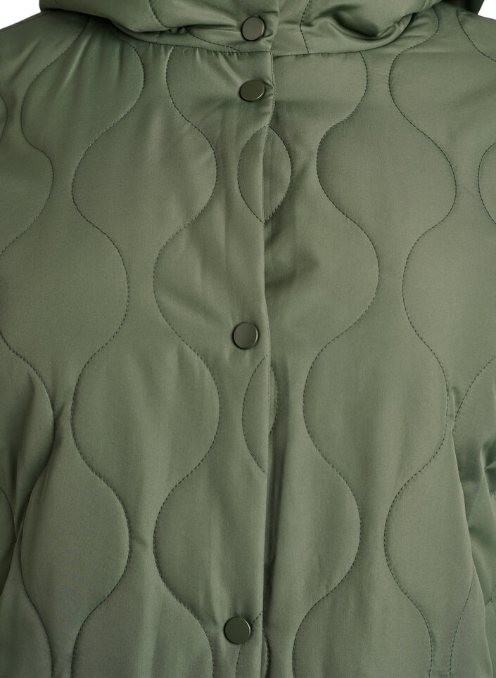 Mittellange Steppjacke mit Kapuze, Gr&uuml;n, Packshot image number 2