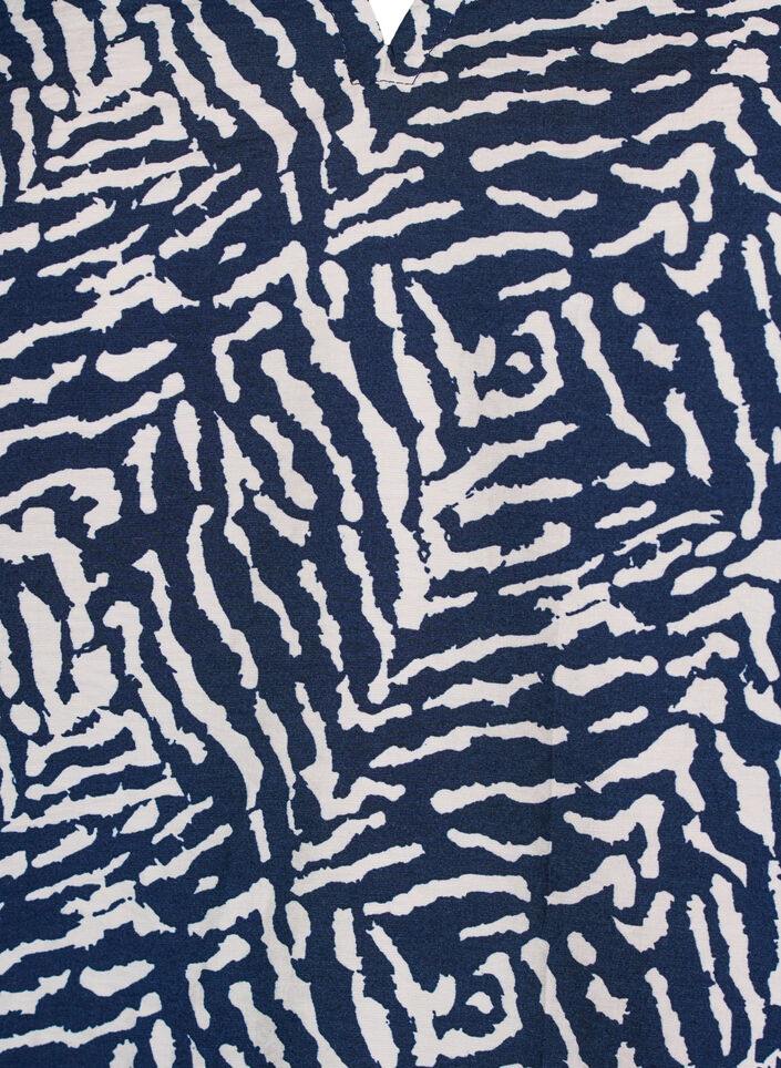 Bluse mit kurzen Ärmeln und einem gerüschten Saum, Blau, Packshot image number 2