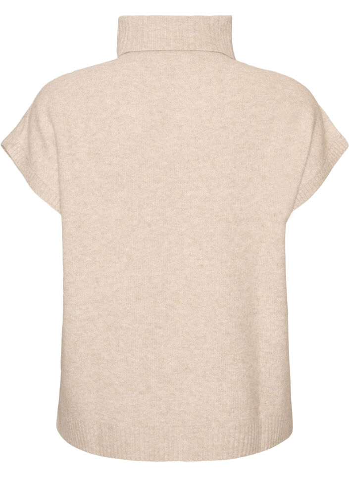 Strickweste mit Rollkragen und Zopfmuster, Beige, Packshot image number 1