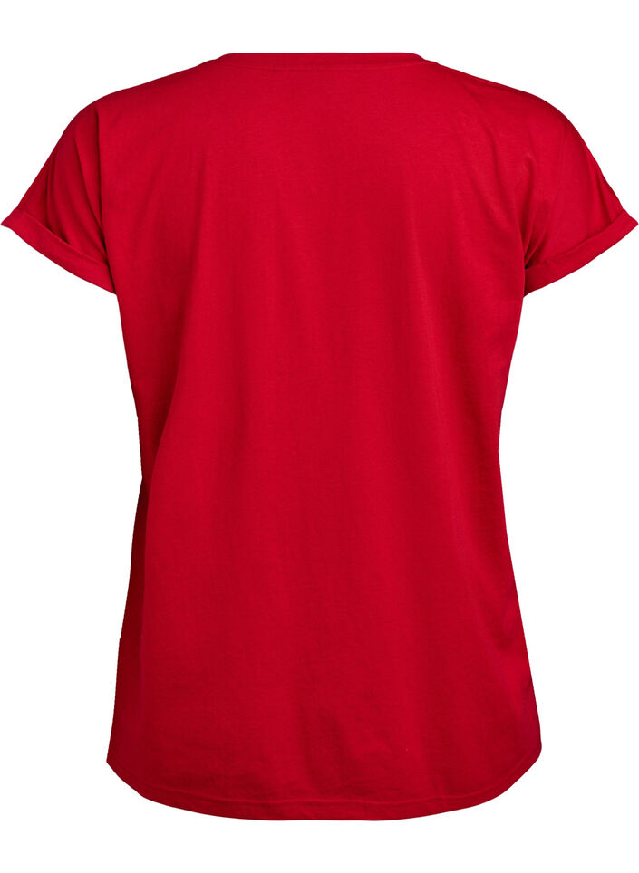 Kurzärmeliges T-Shirt aus einer Baumwollmischung, Rot, Packshot image number 1