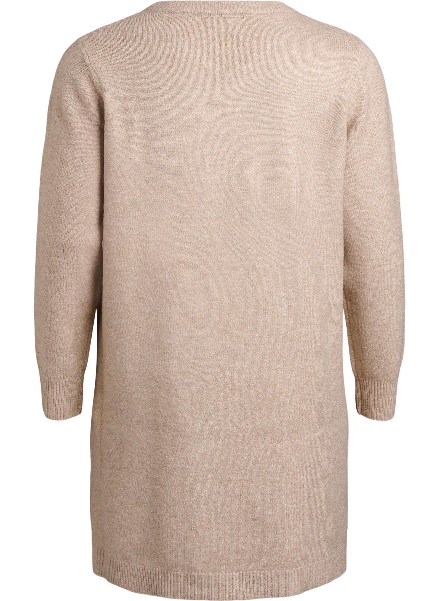 Zizzi Kurzes Strickkleid mit Strasssteinen, Beige, Packshot image number 1