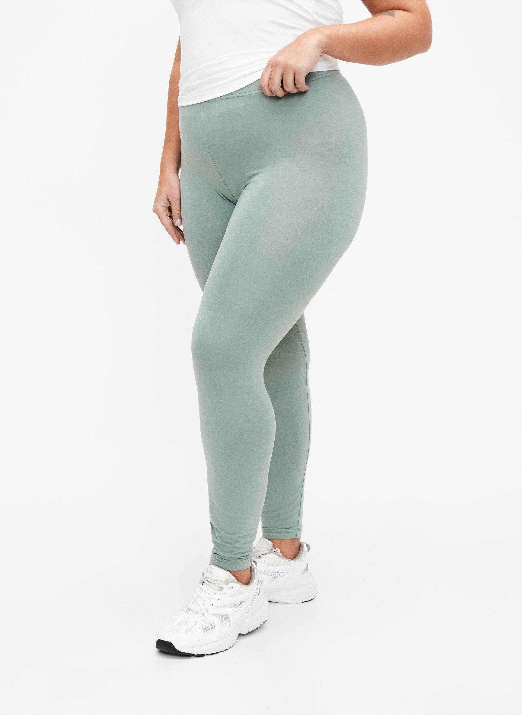Zizzi Basic-Leggings aus Viskose, Gr&uuml;n, Model image number 0