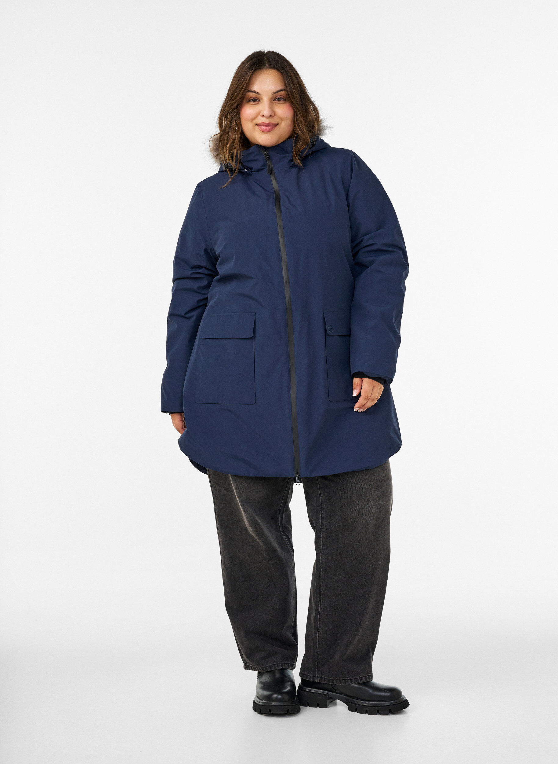 ZizziWasserdichter Parka mit Kapuze, Blau, Model image number 1