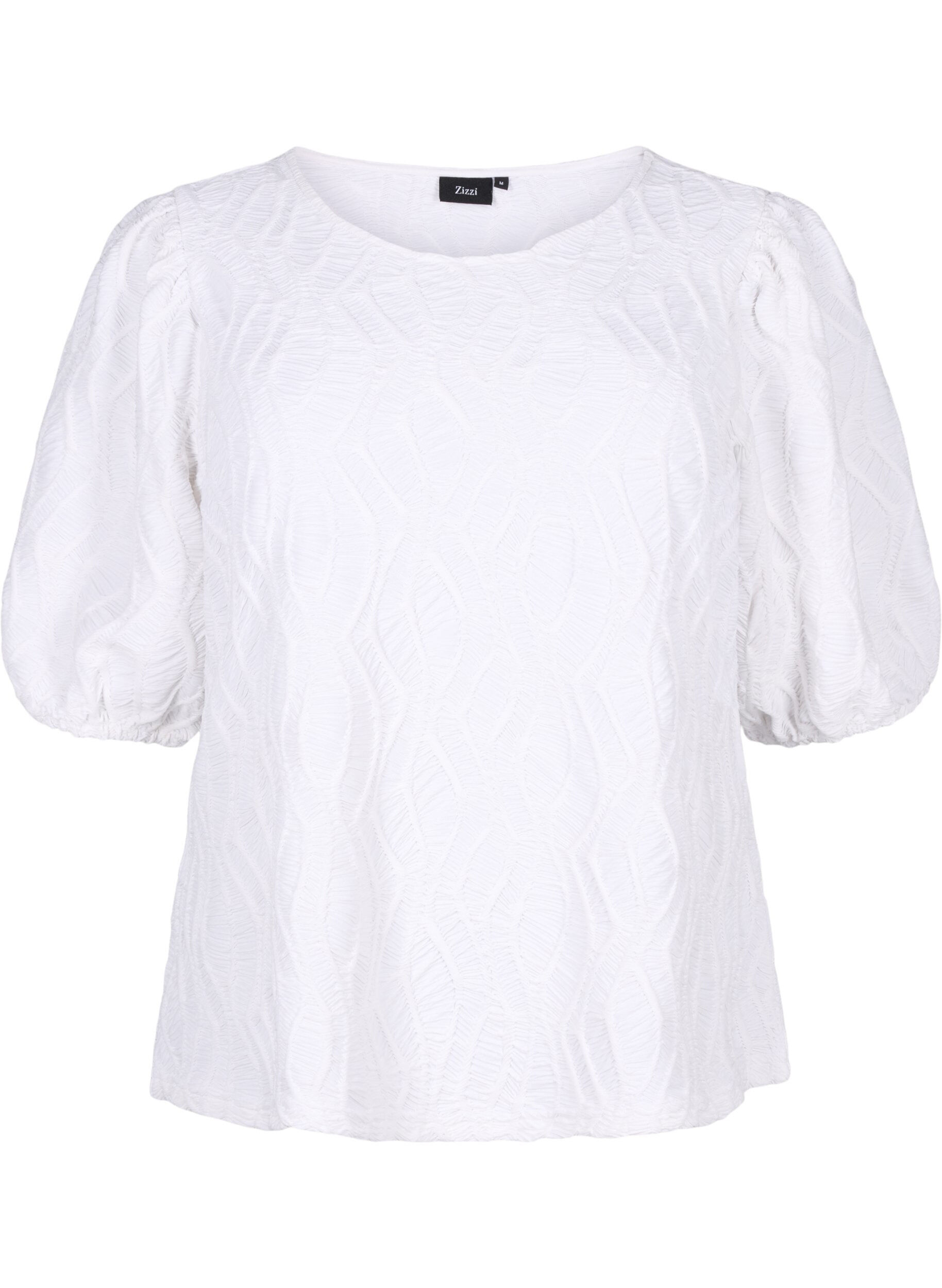 Zizzi Strukturierte Bluse mit kurzen &Auml;rmeln, Bright White, Packshot image number 0