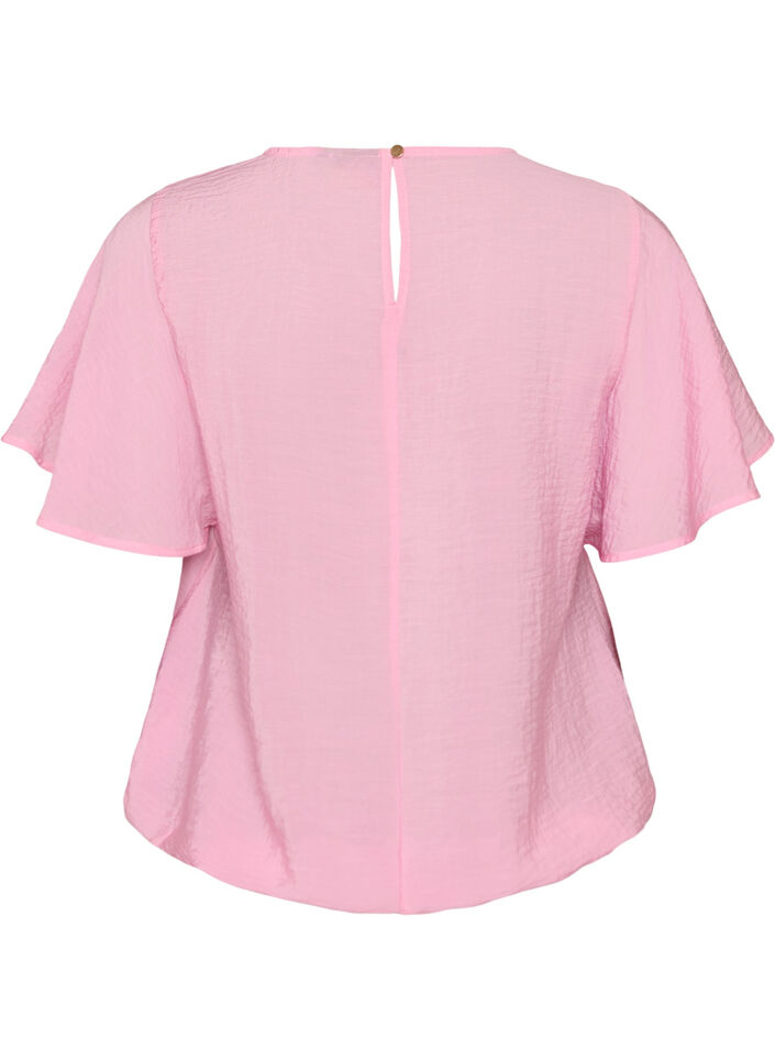 Bluse mit Ballonform und Fl&uuml;gel&auml;rmeln, Pink, Packshot image number 1