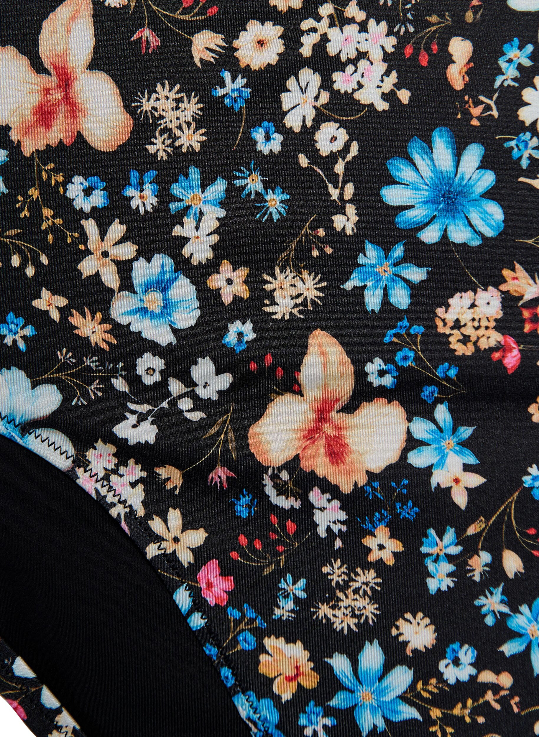 Zizzi Hoch taillierte Bikinihose mit floralem Muster, Blau, Packshot image number 2